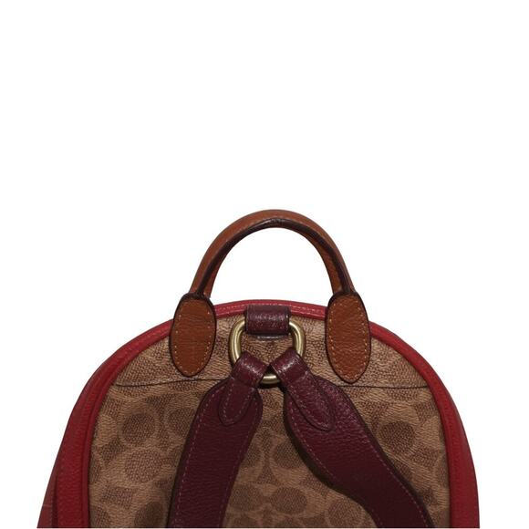Coach 657 Carrie 23 Backpack Signature Colorblock Tan Red Apple Multi - Picture 6 of 14
